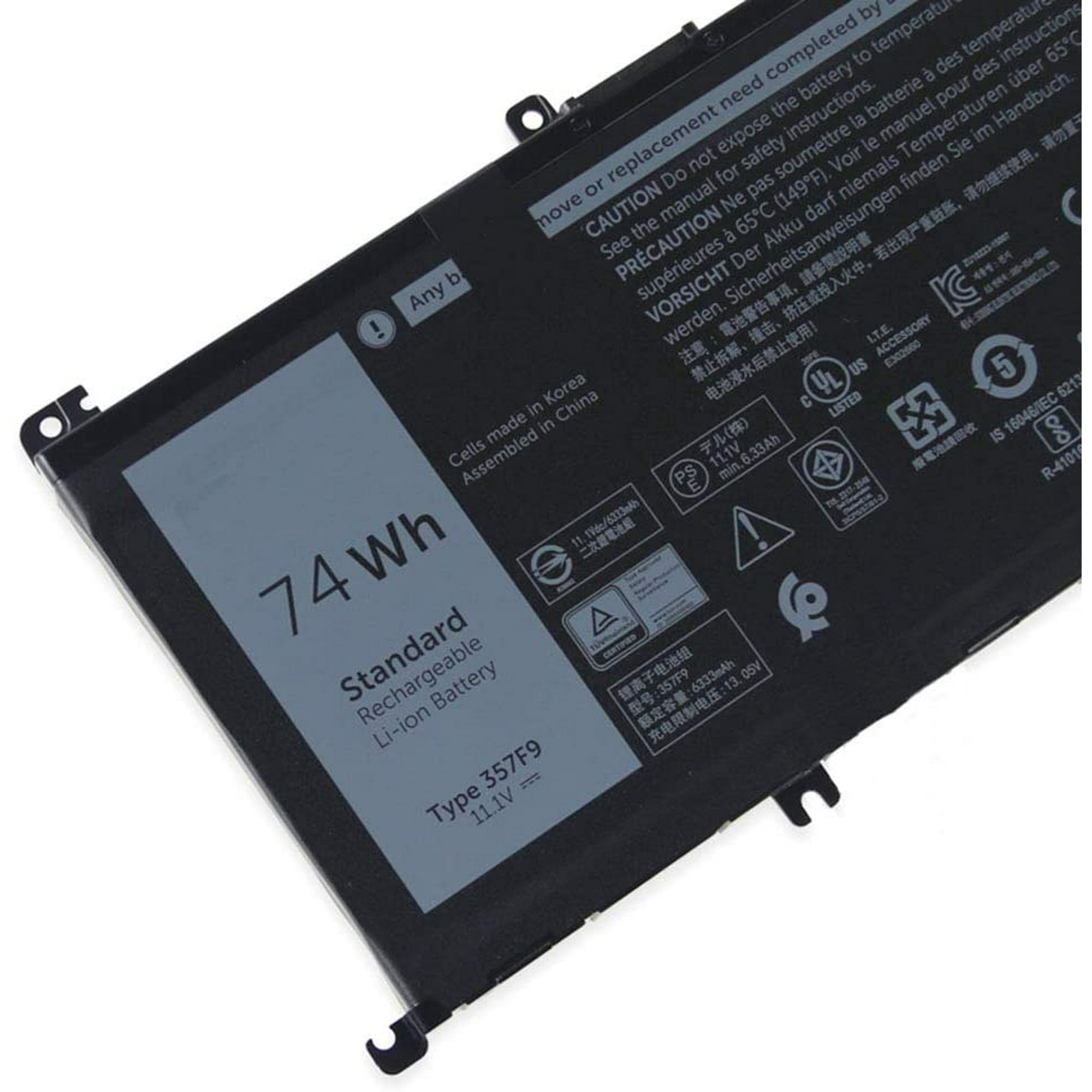 New 74Wh 357F9 Laptop Primary Battery Replacement for Dell Inspiron 15 7000 7566 7567 7557 7559 5576 5577 INS15PD-1548B 1548R 1748B 1748R 2548R 2548B 2748R 0GFJ6 71JF4 Gaming Notebook Battery